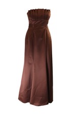 Laundry By Shelli Segal Brown Strapless Pleated Tide-Back Dress 4