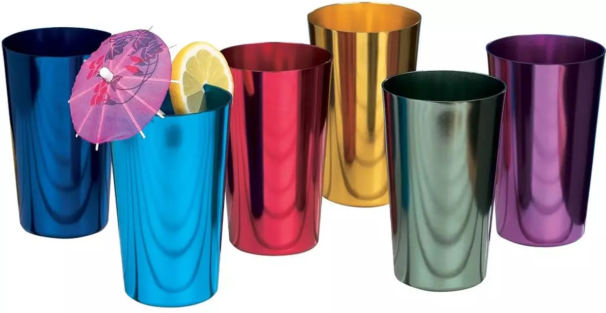 Anodized Aluminum Tumblers Drinking Glasses Vintage Metal Cups