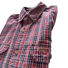 Carhartt Rugged Shirt Mens Size Small LS Cotton Red Blue Plaid S193