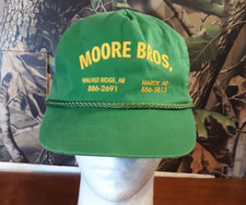 Vintage MOORE BROS. Car Dealer Walnut Ridge AR Hat Trucker Cap Rope Trim