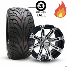 14″ Vegas Black/Machined Golf Cart Wheels & 215/35-14 DOT Street Turf Tires SO4