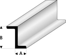 Maquett 418-55 - White Styrene Profile - Z Beam - 8 X 8 X 300 Mm - 2 Pcs