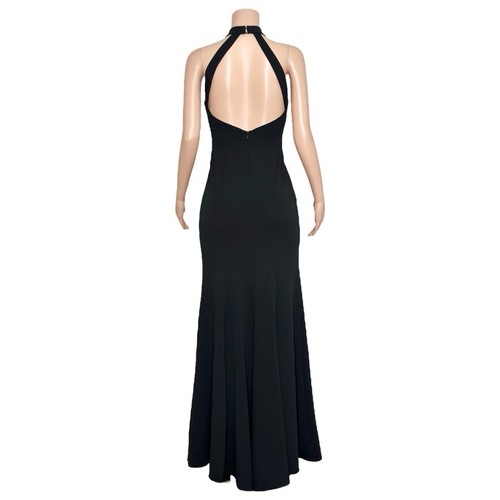 NWT BHLDN Juliana Halter Open-Back Side-Slit Stretch Crepe Gown, Black, 2 (US) - Picture 8 of 10