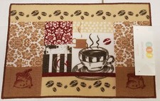 PRINTED KITCHEN RUG nonskid back 18" x 28" COFFEE CUP BEANS, Soho