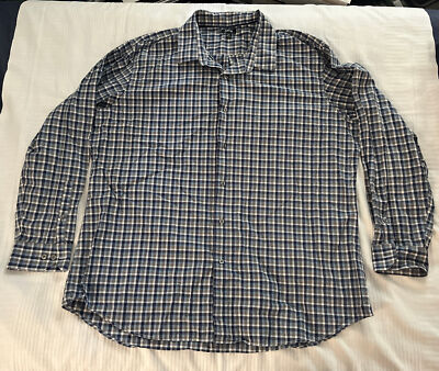 Apt 9 Men's Size XXL Blue Plaid Button Up Shirt Long Sleeve Cotton