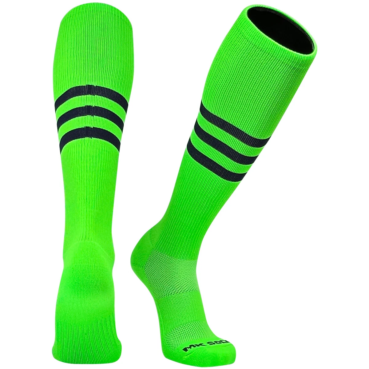 Mk Socks Competitor Baseball Football Soccer Knee High Socks Neon Green Navy