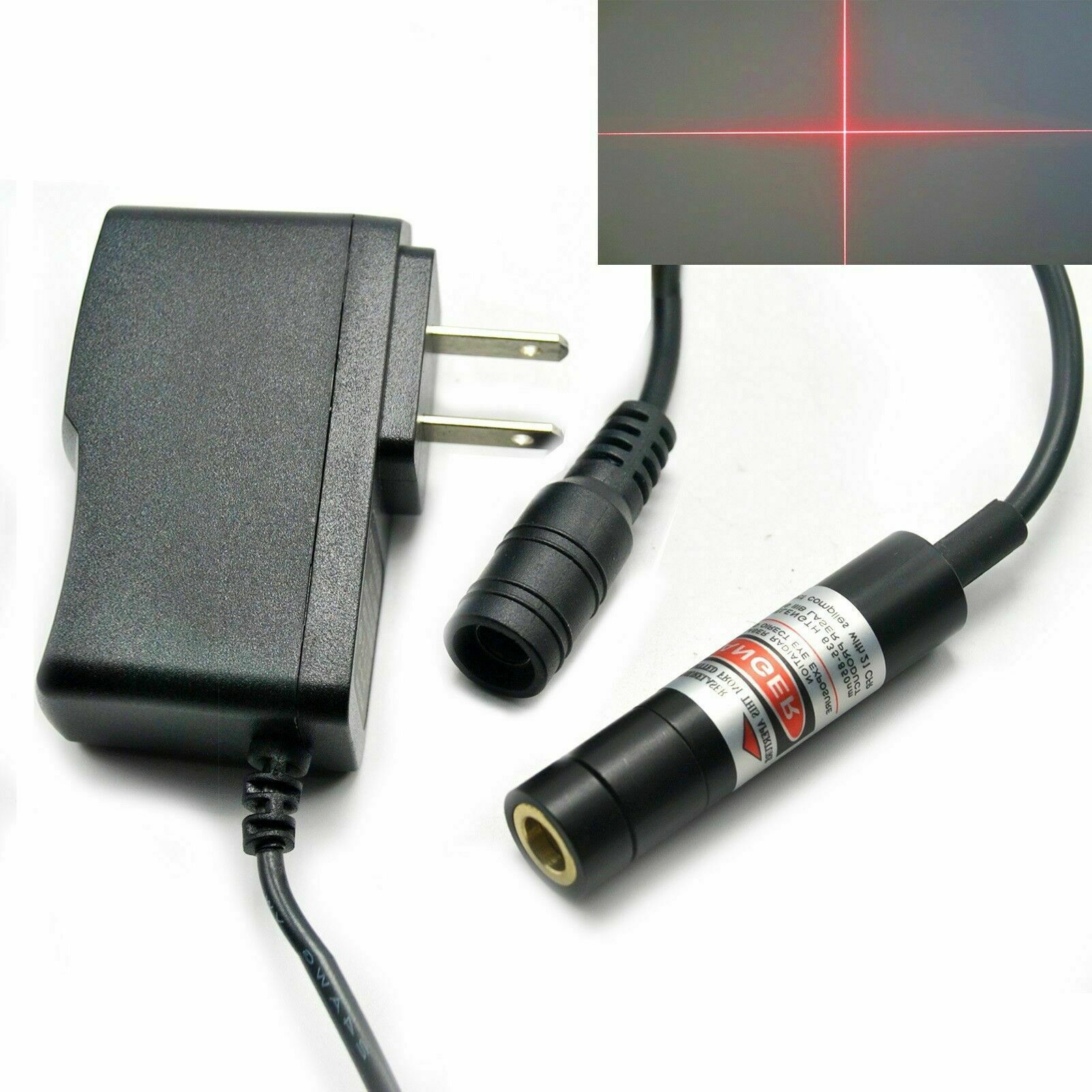 Focusable Cross 635nm 10mW Orange Red Laser Locator Module 5V Adapter 12mmx55mm
