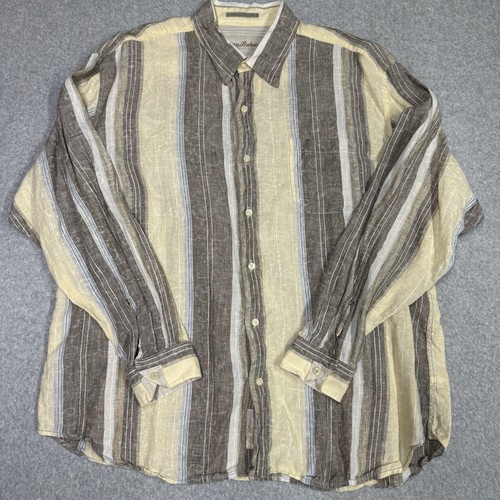 Tommy Bahama Shirt Men's Size XXL Linen Striped Button Up Long Sleeve - 第 1/18 張圖片