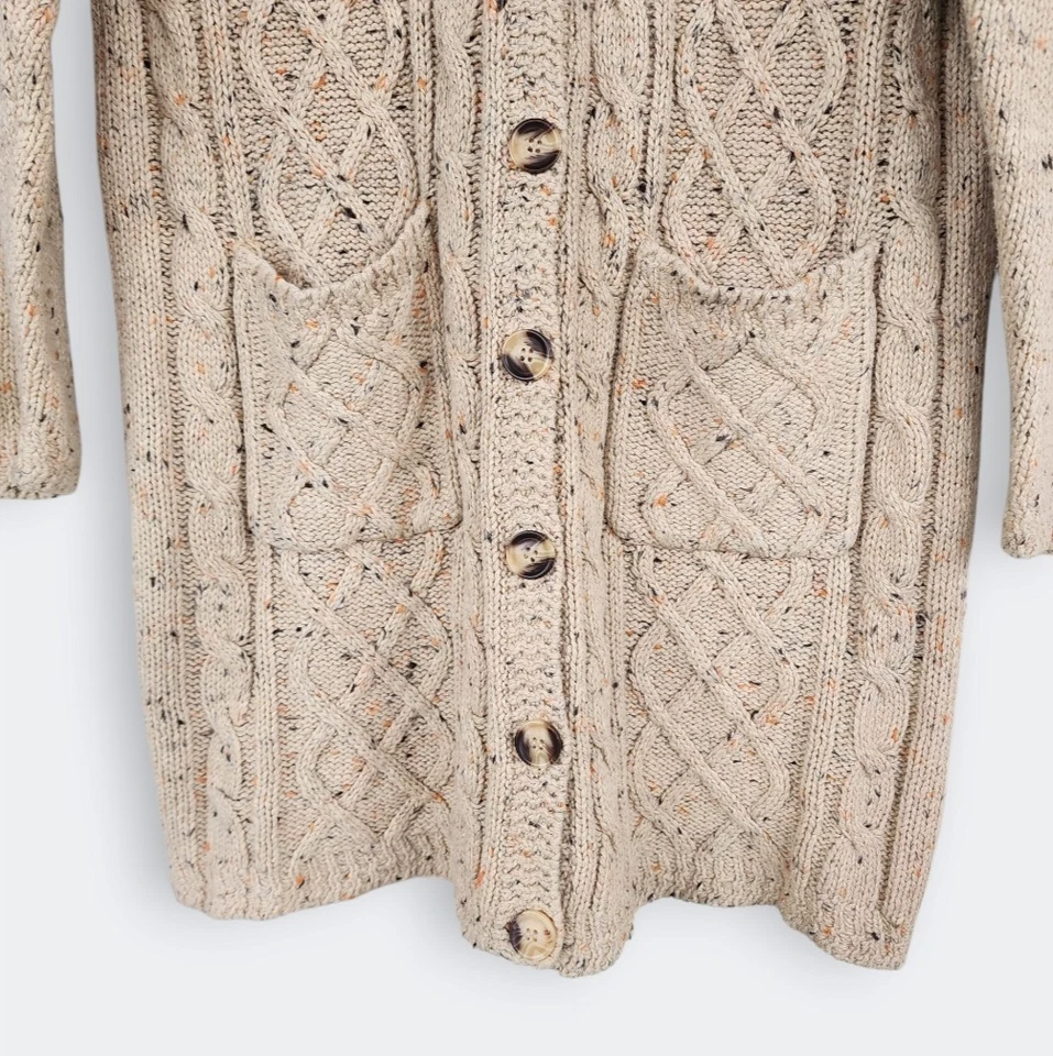 Cárdigan Suéter Vintage Mezcla Lana Para Mujer Mediano M Marrón Tostado Pescador Retro M Foto 4 de 4
