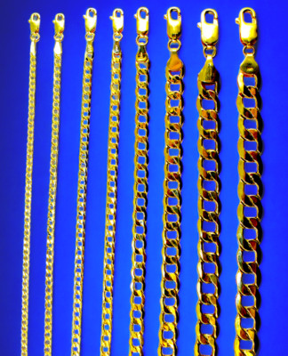 14K Yellow Gold Curb Cuban Necklace Chain Round Link Real Gold 2mm-9mm 16''-30''