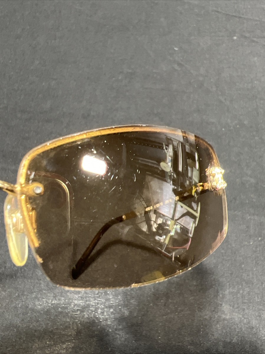 Chanel Vintage 4093-B Orange Rhinestone Rimless Sunglasses C Chanel Vintage 4093-B Orange Rhinestone Rimless Sunglasses C