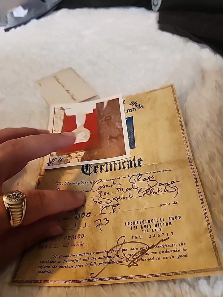 Vidrio de época romana 330 E.C. - 63 a.C.E. Vidrio cósmico raro Foto 4 de 4