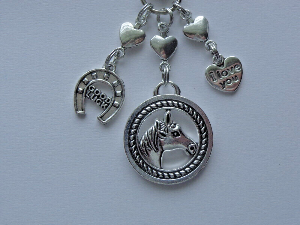 HORSE LOVE YOU HORSE SHOE GOOD LUCK KEY CHAIN PURSE CHARM BAG CLIP FOB BACKPACK