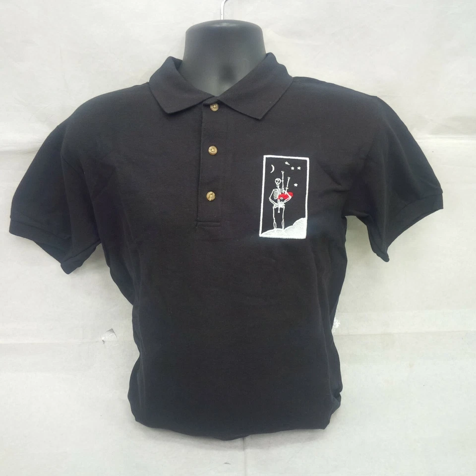 BAGPIPECOVERS.COM Polo shirt with Skeleton Piper logo - X Large adult