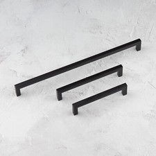 Black Kitchen Door Handle Matt Square Bar Pull Drawer Cupboard 128mm 160mm 320mm