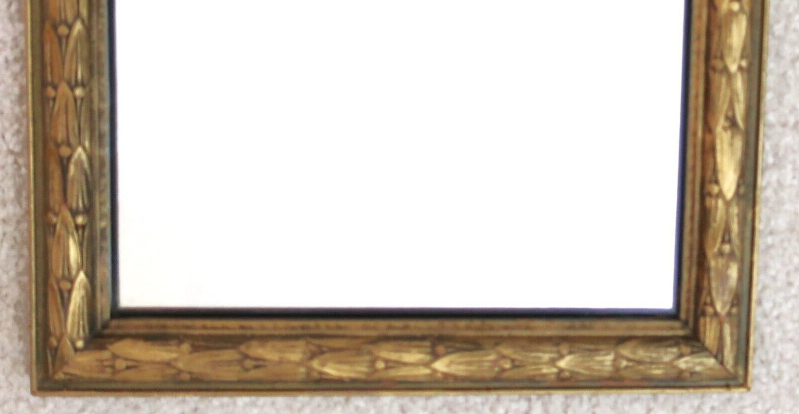 1920 Vertical Wood Gesso Art Nouveau Etched Mirror Wall Deco Gold Gilt