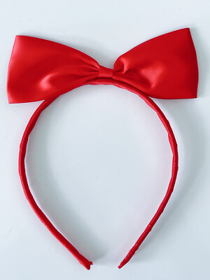 Girl Kids Middle Red Bow Ribbon Snow white Minnie Party Xmas Hair