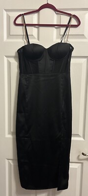talisa chain strap side split corset midi dress - black Talisa Chain Strap Side Split Corset Maxi Dress - Black