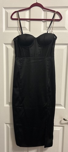 MESHKI Talisa chain Strap Side Split Corset Maxi Dress XL Black - 第 5/15 張圖片