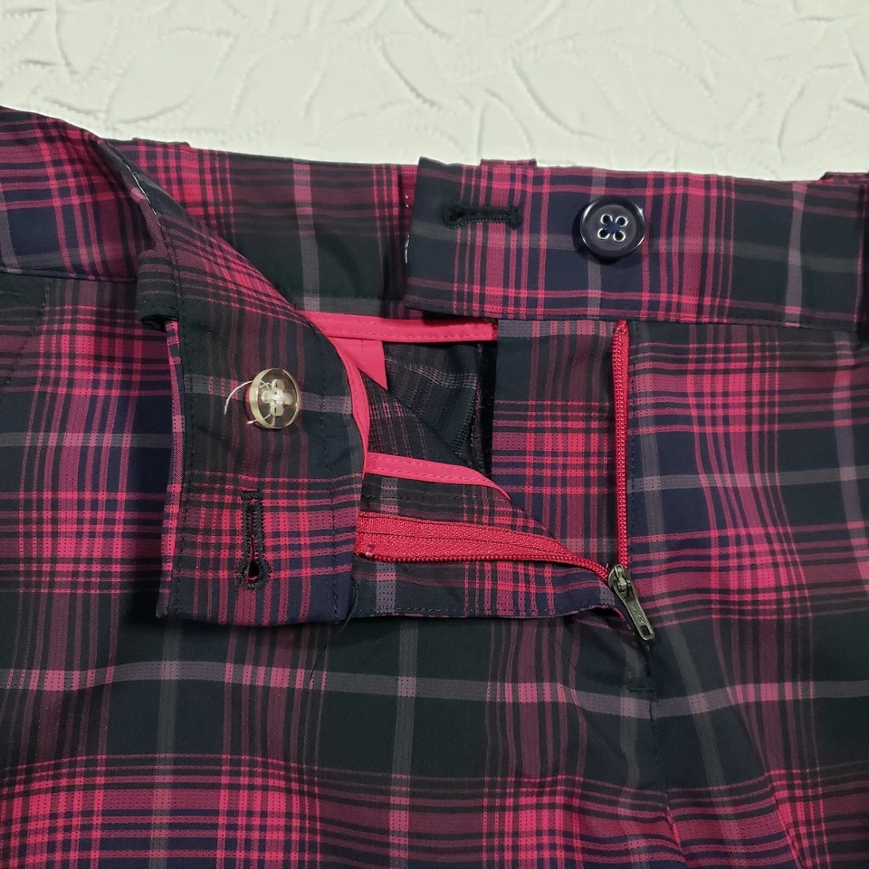 Pantalones de golf Nike para mujer 8 Tour Performance rosa negro a cuadros Dri Fit Foto 3 de 4