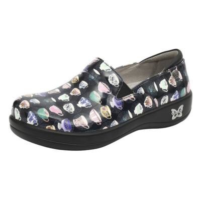 Alegria Womens Keli Professional Leather Shoes -- Teacup Black Patent NEW