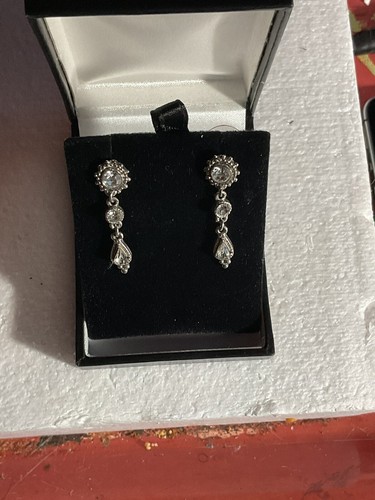 VINTAGE SCHMUCK hübsche funkelnde Paste Kristallquaste Anhänger Ohrringe - Bild 4 von 19