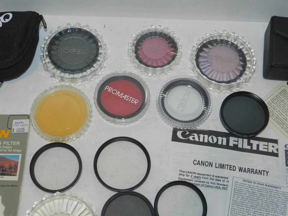 Vtg LOT of Tiffen Vivitar Promaster Chinon lens & Filters 52mm 49mm 58mm MINT - Image 2 of 4