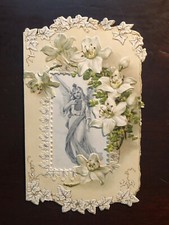 ANTIQUE VERY ORNATE - A HAPPY EASTER-TIDE RISEN FOR THEE OH MAYST THOU SEE CARD