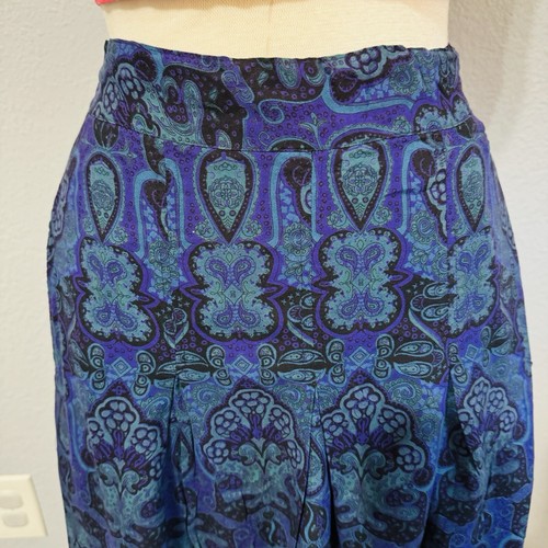Falda midi plisada azul púrpura vintage Maggie Lawrence banda elástica trasera talla M - Imagen 6 de 16