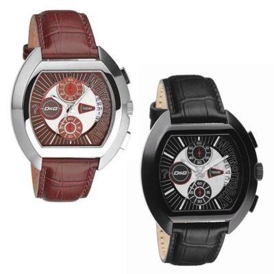 Orologio Cronografo Uomo D&G TIME DW0213-DW0214 Cassa Acciaio Cinturino in  Pelle