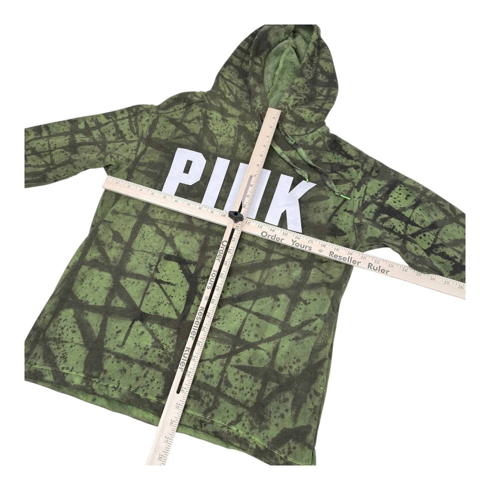 UNDERCOVER Felpa con cappuccio ROSA Victoria's Secret pullover stampa grafica grunge punk tinta verde S