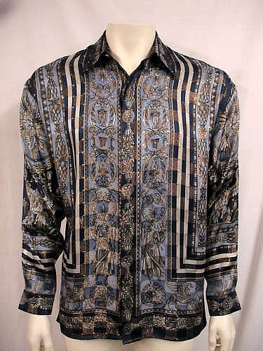 NWT MENS CREME DE SILK METALLIC SILK SHIRT STYLE EAGLE EMBLEM 1019 SIZE