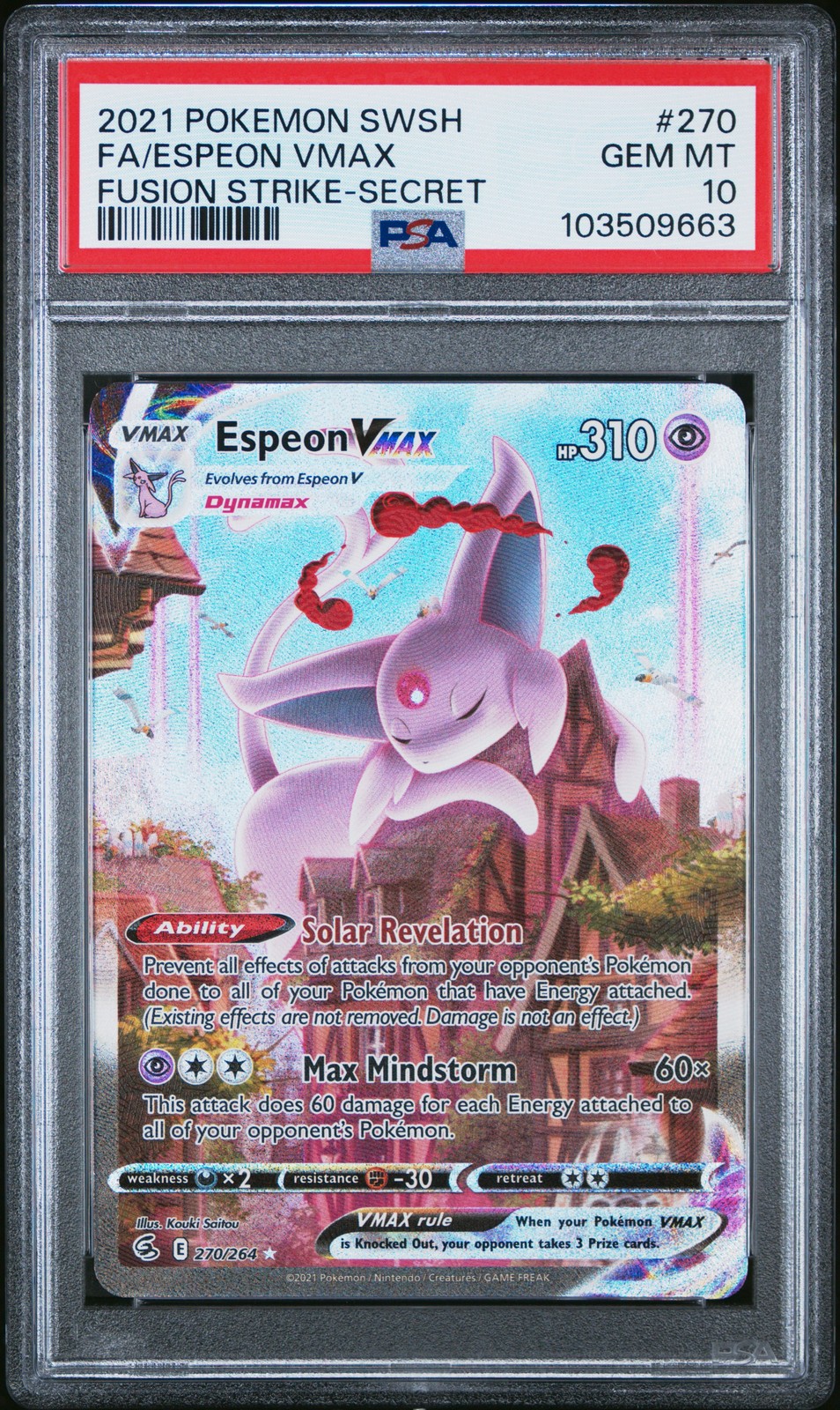 PSA 10 Espeon VMAX 270/264 Alternate Art Fusion Strike Secret Rare Pokemon Card