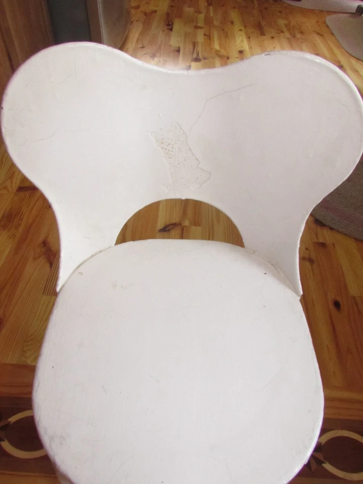 ANTIGUA SILLA TABURETE ALTO TODO METAL NIÑOS GRANJA 31" ALTO AÑOS 30 EXCEPCIONAL Foto 3 de 4