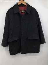Daks Gray Vintage 100% Wool Knit Satin Lined Overcoat Korean Heavyweight -Size L