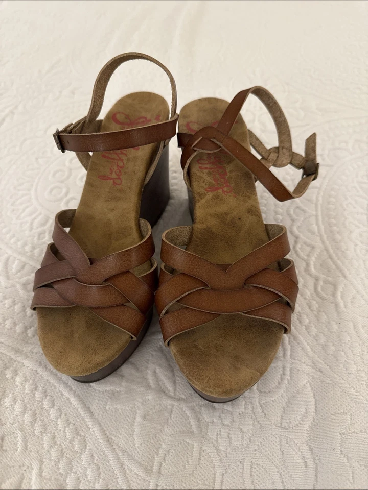 Sandalias de cuña Jellypop para mujer marrón con tiras - espuma viscoelástica - talla 7,5 Foto 2 de 4