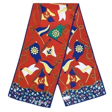 Vtg Laura Geraldi Nautical Scarf Red Blue Flags Anchors Ropes Japan 1980s 90s