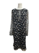Lauren Ralph Lauren Womens Dress 4 black floral peephole long sheer sleeve