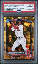 2025 BOWMAN SAPPHIRE EDITION CHROME PROSPECTS GOLD FRANKLIN ARIAS 1/50 PSA 10