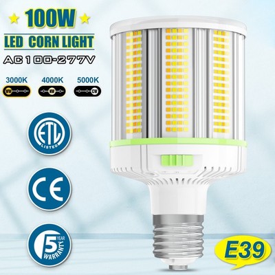 100W/80W/60W LED Corn Light Bulb Equiv 400W MH/HPS Warehouse High Bay Lamps E39