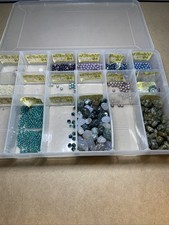 Jewelry Making Beads Mixed In Storage Container Craft Supplies Mixed Lot
