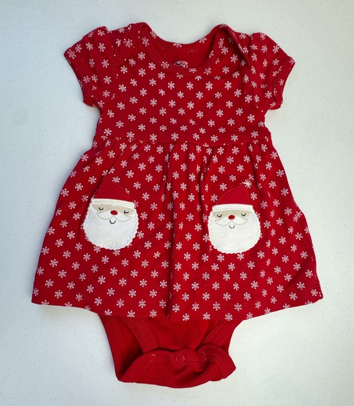 Carters Santa Snowflake Bodysuit Dress 3 months