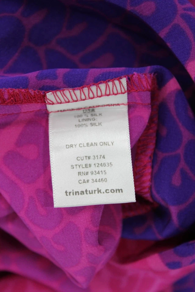 Trina Turk Womens Silk Abstract Print V-Neck Short Sleeve Maxi Dress Pink Size 2 - Image 4 of 4