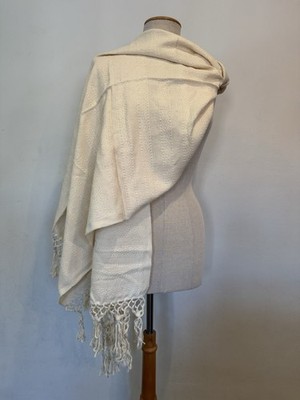 Mexican Rebozo Handwoven Labrado Natural White Blanco  Shawl Wrap Doula Mexico