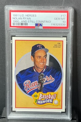 1991 UPPER DECK HEROES NOLAN RYAN #17 HOF 1990 AND STILL COUNTING! PSA 10