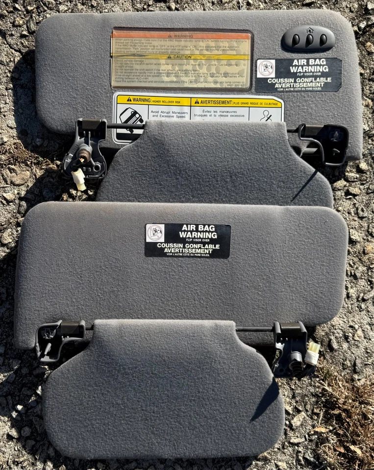 1997-04 Nissan Pathfinder Infiniti QX4 Gray Driver & Passenger LH RH Sun Visors — 第 3/4 张图片