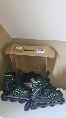  *NEW IN BOX* PAPAISON Size LARGE Adjustable Inline Skates Black/Green Trim 