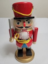 Wooden Red/Gold Nutcracker Soldier with Sword Christmas Decor Figurine 10 in