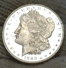 1886 Morgan Silver Dollar Brilliant Uncirculated Cameo With Mirrors Obverse