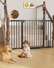 Extra Wide Baby Gate for Stairs, Pressure-Mounted Dog Gate, Auto-Close Design